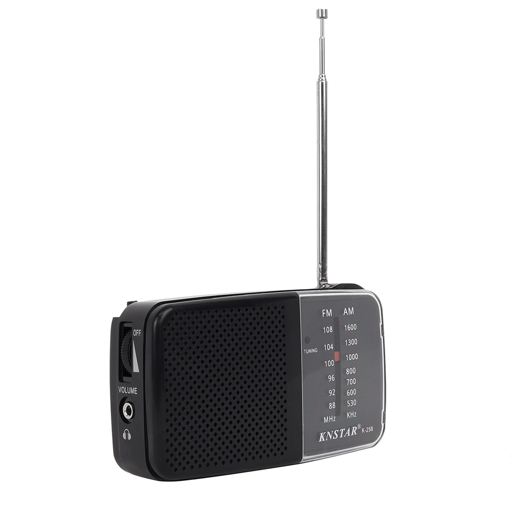 RADIO PORTATIL AM/FM CON ANTENA COMPACTO NEGRO PORTABLE AURICULARES