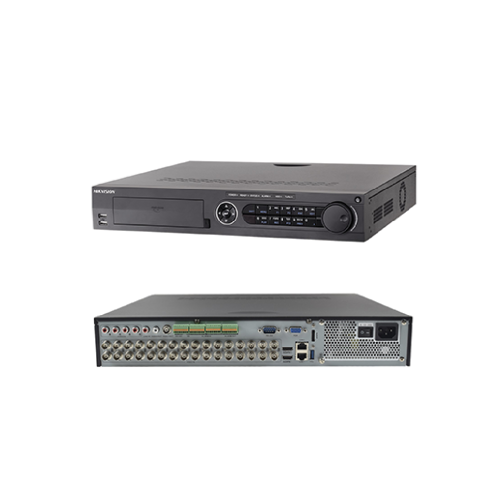 DVR DE 32 CANALES DE 8 MEGAPIXELES HIKVISION + 32 CANALES IP + 4 SATA + 16 ENTRADAS ALARMA ACUSENSE