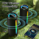 PARLANTE BLUETOOTH IPX6 RGB RETROILUMINADO 20W USB MICROSD TWS 1800MAH NEGRO