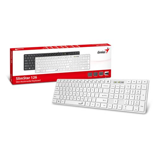 TECLADO GENIUS SLIMSTAR 126 QWERTY ESPAÑOL COLOR BLANCO