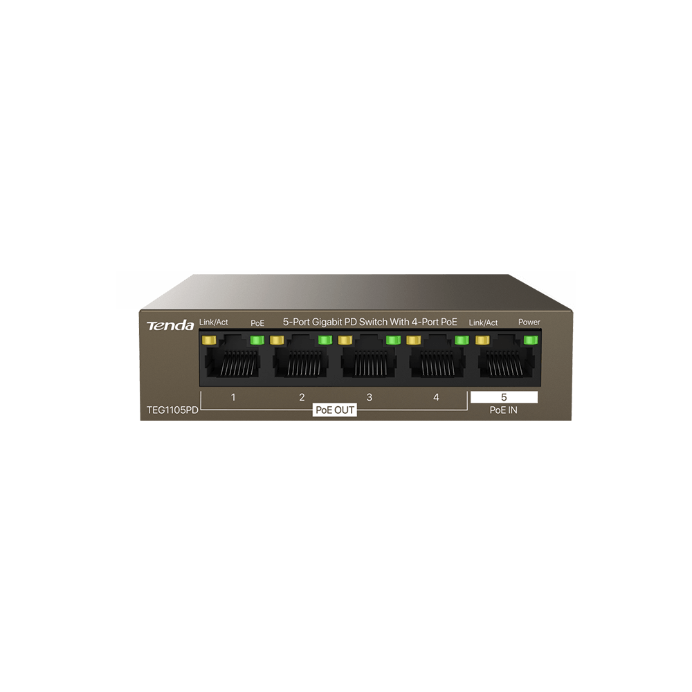 SWITCH DE 5 PUERTOS GIGABITE CON 4 PUERTOS POE METELICO PROTECCION DE RAYOS