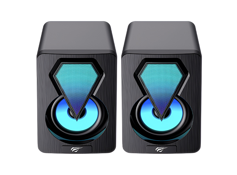 PARLANTE GAMER RGB PARA PC USB NEGROS HAVIT 6W 2.0 COMPUTADOR