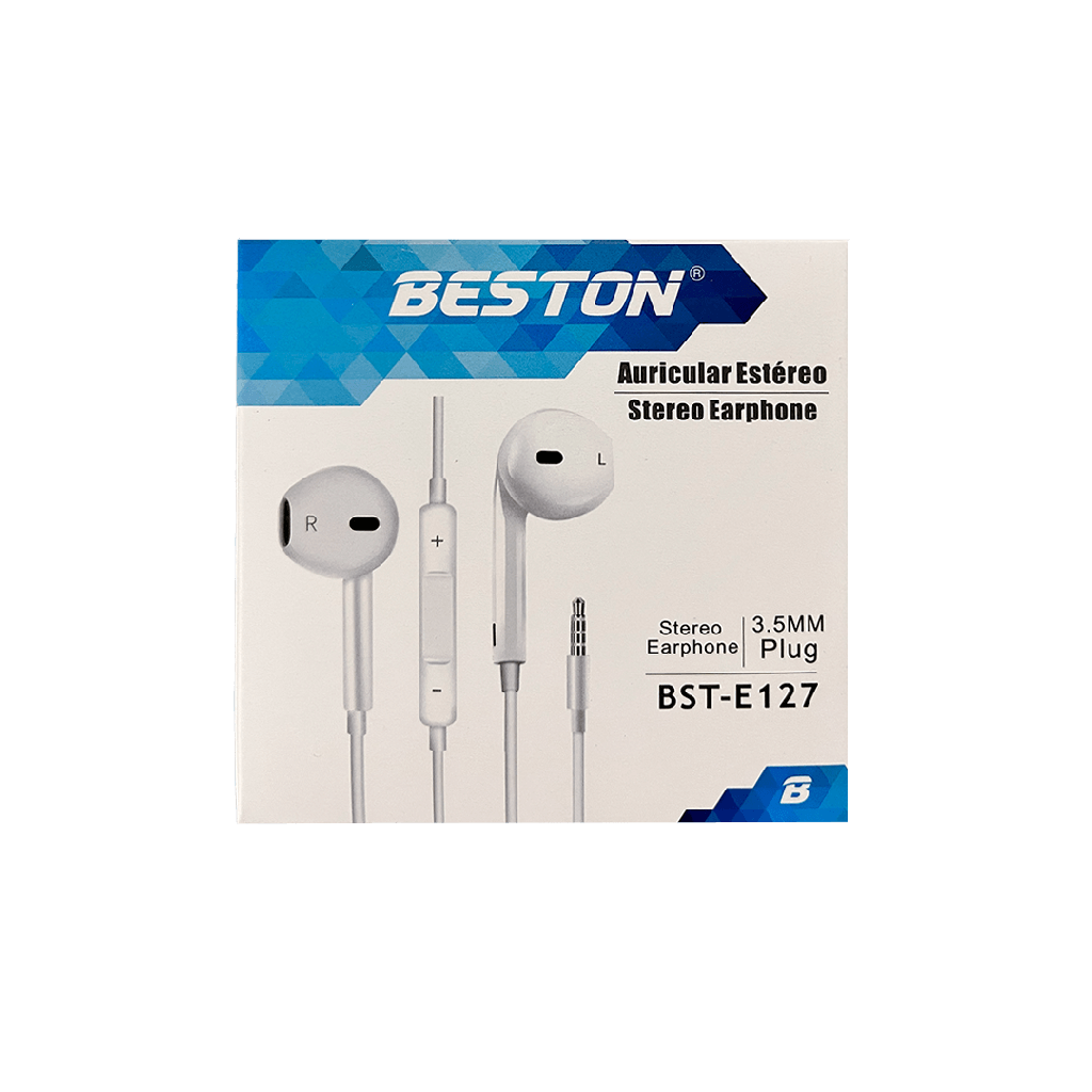 AUDIFONOS CABLEADOS MANOS LIBRES BESTON BLANCOS PLUG 3.5MM ESTEREO