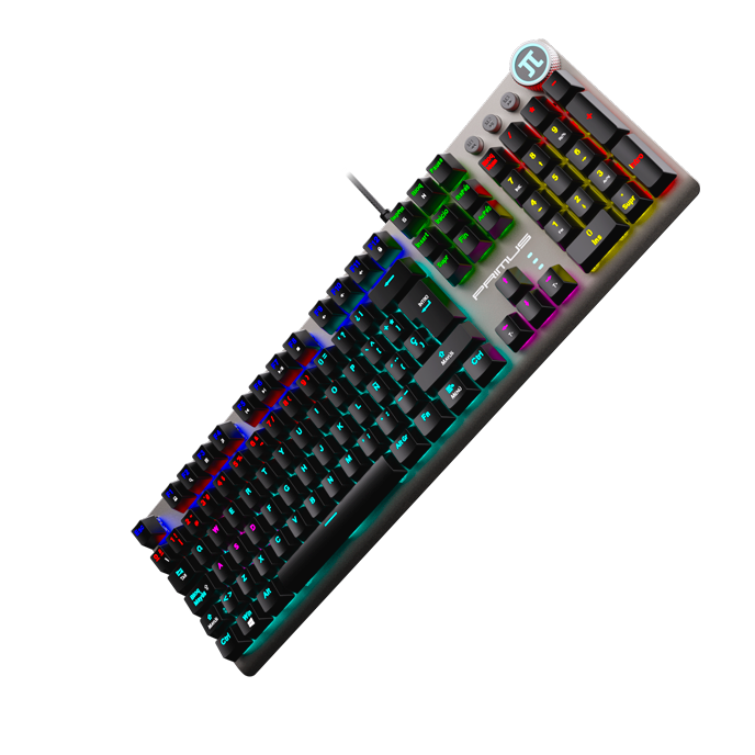 TECLADO MECANICO PRIMUS SILENCIOSO USB BOTON MULTIFUNCION RGB SOFTWARE