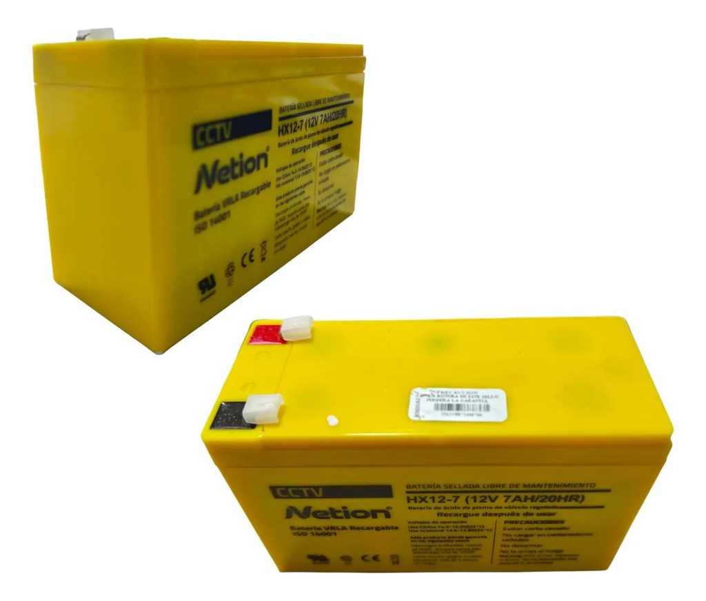 BATERIA ALARMA CCTV AGM 12V 7AMP NETION MAS RENDIMIENTO