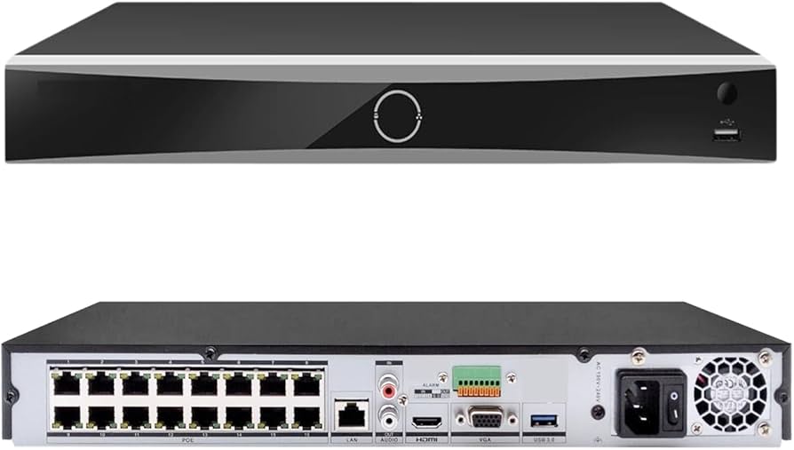 NVR POE DE 16 CANALES IP HIKVISION 12 MEGAPIXEL 4K CON 16 PUERTOS POE ACUSENSE 2 SATA HDMI 4K
