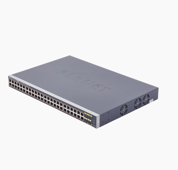 SWITCH DE 48 PUERTOS POE ADMINISTRABLE BASE 1000 GIGABYTE + 4 PUERTOS SFP 440W PLANET