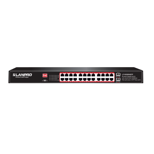 SWITCH POE GIGABITE DE 26 PUERTOS CON 24 PUERTOS POE GIGABITE +2 PUERTOS SFP 400W