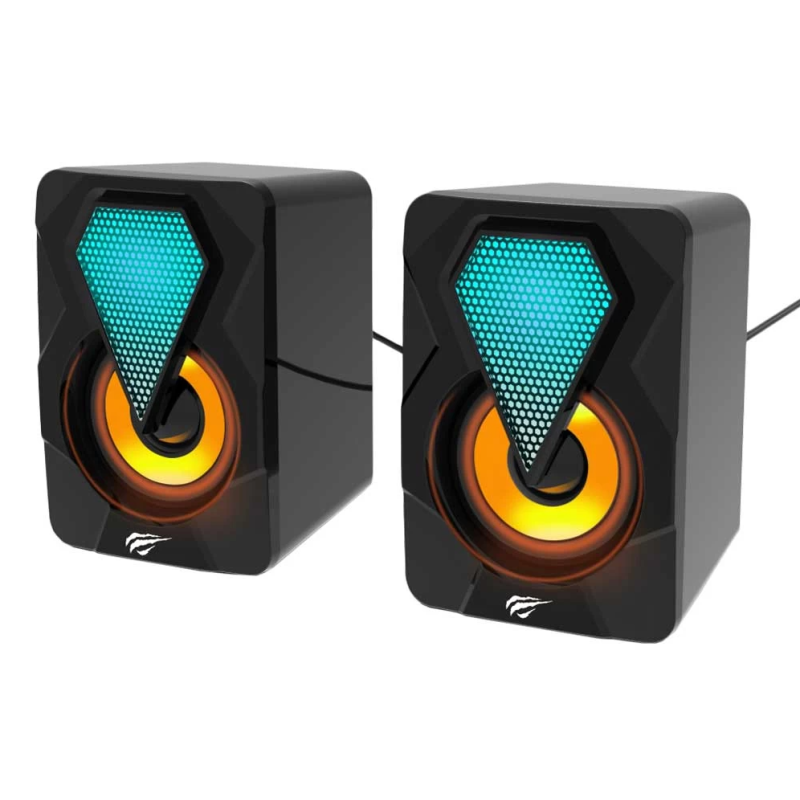 PARLANTE GAMER RGB PARA PC USB NEGROS HAVIT 6W 2.0 COMPUTADOR