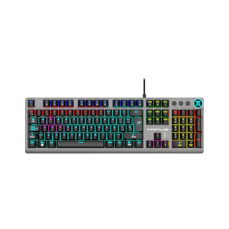 TECLADO MECANICO PRIMUS SILENCIOSO USB BOTON MULTIFUNCION RGB SOFTWARE