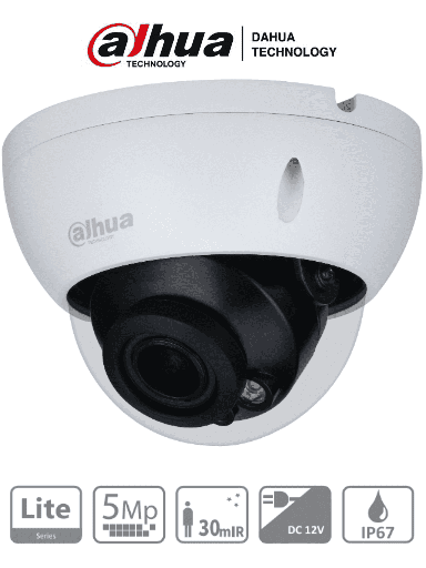 [DH-HAC-HDBW1500RN-Z-S2] CAMARA TIPO DOMO LENTE MOTORIZADO 4 EN 1 1/2,7" CMOS 5MP  2,7-12MM FOV 34°-107° DWDR IR 30M IP67 IK10