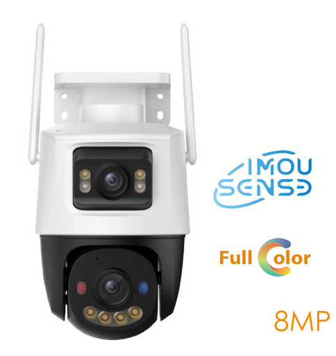 [IPC-S7XEN-8M0WED-0360B-IMOU] CAMARA DE SEGURIDAD WIFI DUAL DE 8 MEGAPIXELES PTZ AUTOTRACKING SIRENA ROJO Y AZUL FULL COLOR WIFI 6