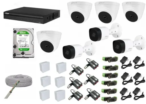 [kit5mp-7] KIT DE 7 CAMARAS DE SEGURIDAD 5MP DAHUA CCTV + BALA 