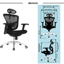 MANHATTAN ECO MARCO NEGRO / BRAZOS GRADUABLE / BASE ALUMINIO / ASIENTO Y ESPALDAR EN MALLA NEGRA / CON CABECERO / PERCHERO