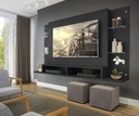 PANEL TV BRAGA 60 PULGADAS CON REPISAS DE VIDRIO NEGRO