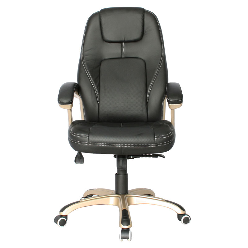 SILLA BELGICA ALTA / BASE NYLON / ESPALDA Y ASIENTO EN CUERO SINTETICO NEGRO