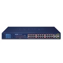 Switch no administrable de 24 puertos PoE+, 2 combo TP/SFP Gigabit y pantalla LCD para monitoreo