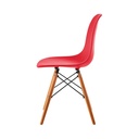 SILLA EAMES TRADICINAL CON PATAS DE MADERA - ROJA