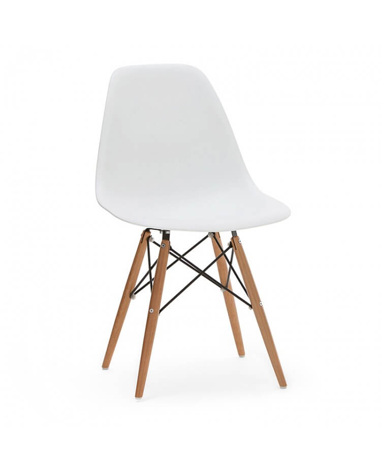 SILLA EAMES TRADICIONAL CON PATAS EN MADERA - BLANCA