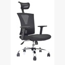 SILLA SHANGHAI BRAZOS GRADUABLE / BASE CROMO / ASIENTO EN PAÑO NEGRO/ ESPALDA EN MALLA NEGRA / CON CABECERO