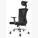 SILLA SHANGHAI BRAZOS GRADUABLE / BASE CROMO / ASIENTO EN PAÑO NEGRO/ ESPALDA EN MALLA NEGRA / CON CABECERO