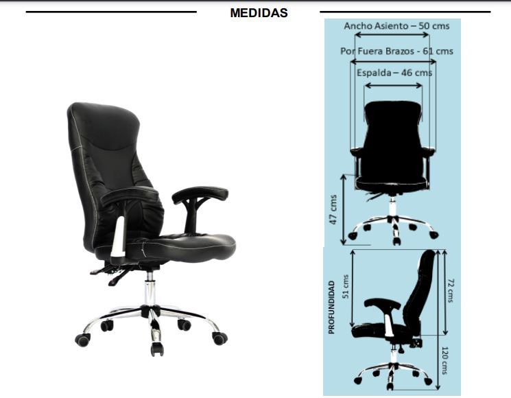 SILLA PARA OFICINA EJECUTIVA EN CUERINA RECLINABLE GIRATORIA BELGRADO