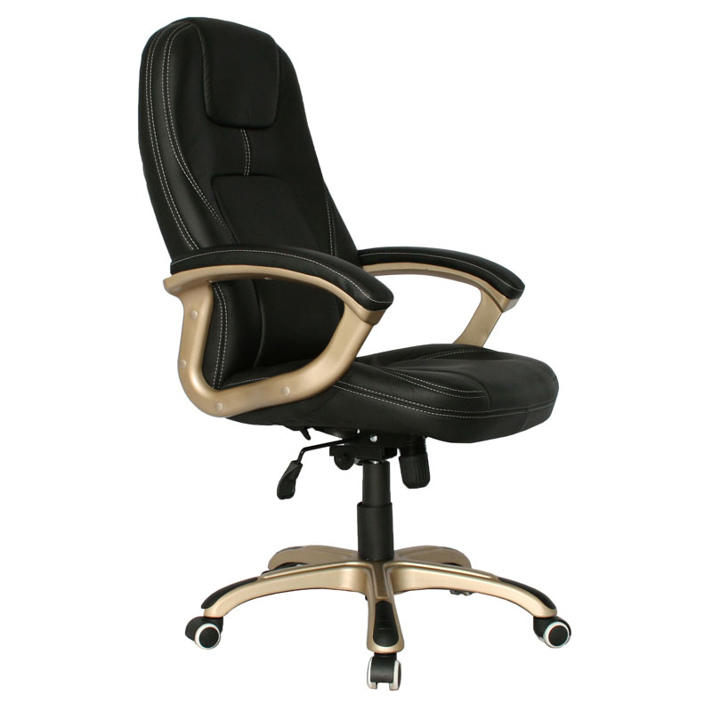 SILLA BELGICA ALTA / BASE NYLON / ESPALDA Y ASIENTO EN CUERO SINTETICO NEGRO