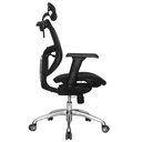 MANHATTAN ECO MARCO NEGRO / BRAZOS GRADUABLE / BASE ALUMINIO / ASIENTO Y ESPALDAR EN MALLA NEGRA / CON CABECERO / PERCHERO