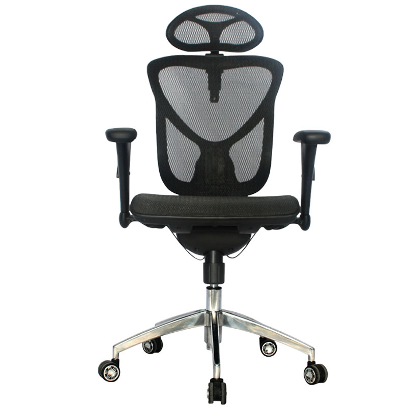 SILLA LONDRES BRAZOS GRADUABLE / BASE ALUMINIO / ESPALDAR Y ASIENTO EN MALLA NEGRA / CON CABECERO