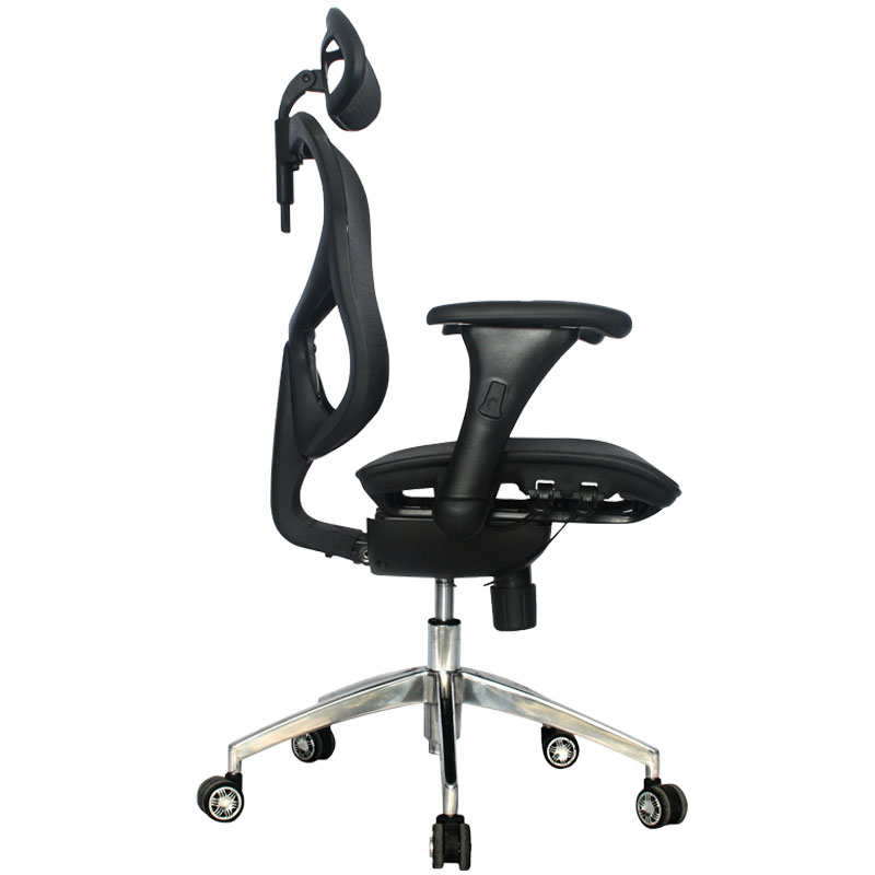 SILLA LONDRES BRAZOS GRADUABLE / BASE ALUMINIO / ESPALDAR Y ASIENTO EN MALLA NEGRA / CON CABECERO