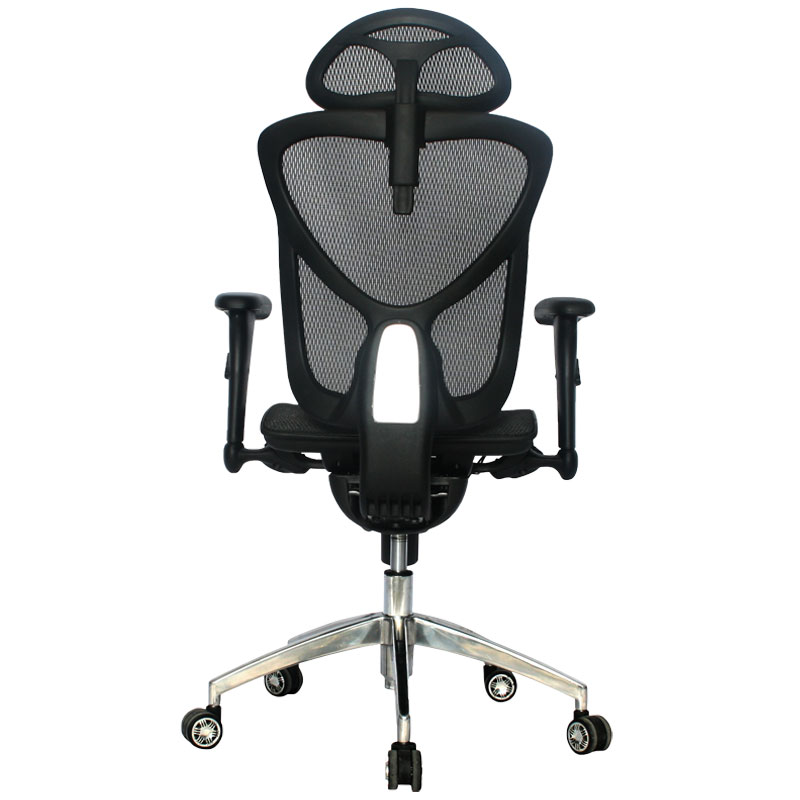SILLA LONDRES BRAZOS GRADUABLE / BASE ALUMINIO / ESPALDAR Y ASIENTO EN MALLA NEGRA / CON CABECERO
