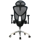 SILLA LONDRES BRAZOS GRADUABLE / BASE ALUMINIO / ESPALDAR Y ASIENTO EN MALLA NEGRA / CON CABECERO