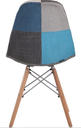 SILLA EAMES DECO TAPIZADA CUADROS CON PATAS DE MADERA - AZUL