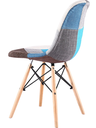 SILLA EAMES DECO TAPIZADA CUADROS CON PATAS DE MADERA - AZUL