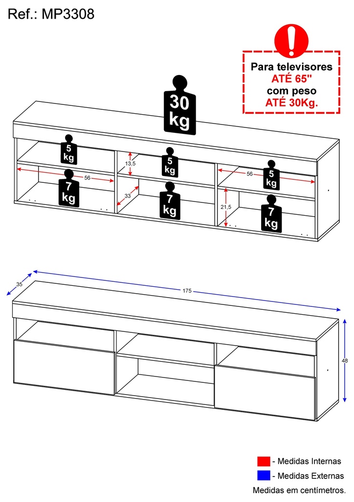 RACK GABINETE PARA TV PARIS DE 65 PULGADAS COLOR BLANCO