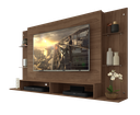 PANEL BRAGA 60` CON REPISAS DE VIDRIO COLOR MADERA 191X 105,5 CM