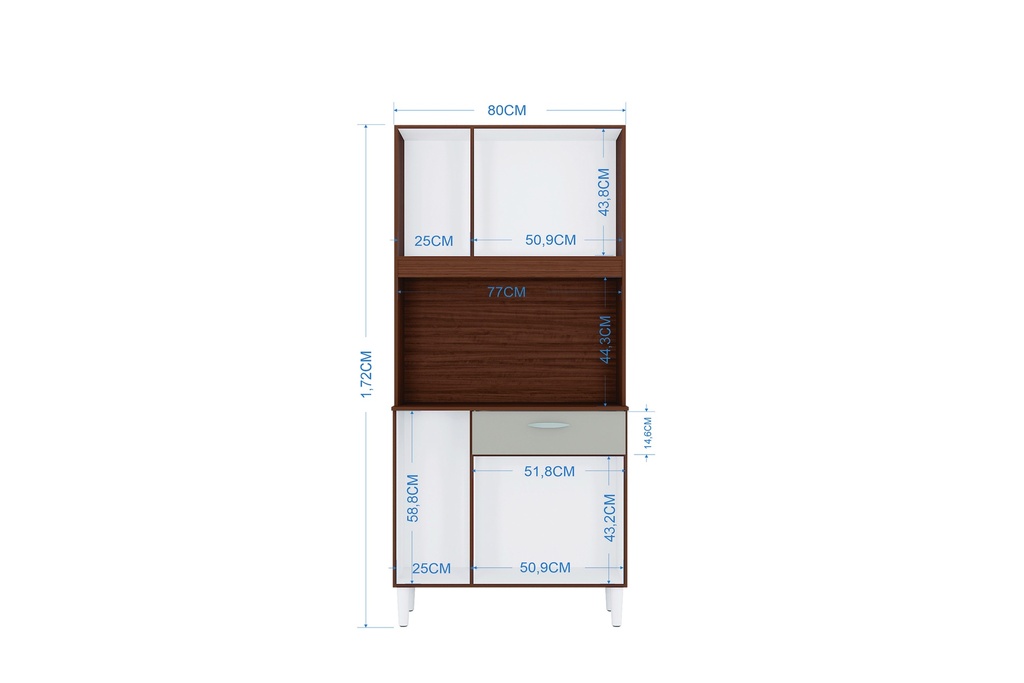 ALACENA MUEBLE AUXILIAR COCINA CASSIA 6 PUERTAS COLOR CAPUCHINO