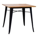 MESA TOLIX EN MADERA CUADRADA BASE METÁLICA 70x70 cm
