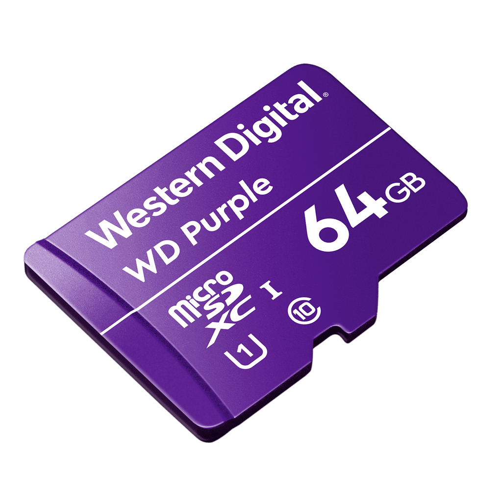 MICROSD WESTER DIGITAL PURPLE CLASE 10 64GB PARA VIDEOVIGILANCIA