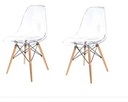 SILLA EAMES TRANSPARENTE PATAS MADERA POLIPROPILENO