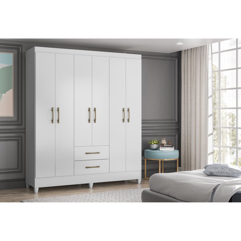 CLOSET ARMARIO PANAMA 6 PUERTAS 182 X 152 CM BLANCO