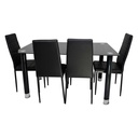 JUEGO DE COMEDOR DE 4 PUESTOS VIDRIO PATAS METALICAS NEGRO