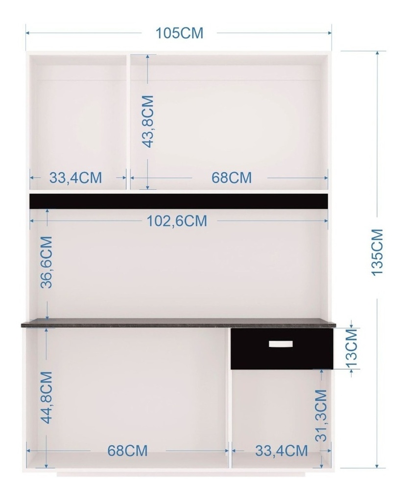 ALACENA LILI 6 PUERTAS EMPORTRABLE BLANCO 1 CAJON