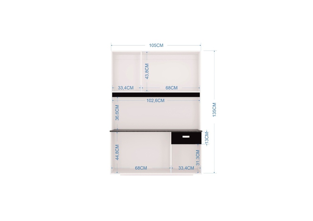 ALACENA LILI 6 PUERTAS EMPORTRABLE BLANCO 1 CAJON