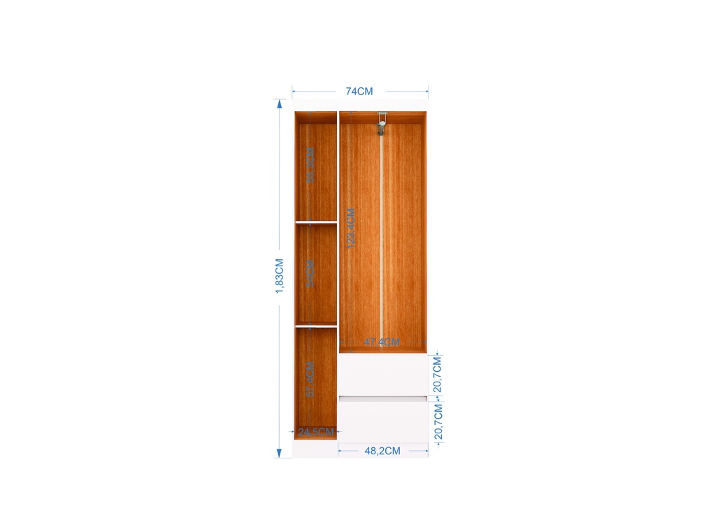 CLOSET ARMARIO LISBOA BLANCO 3 PUERTAS 183X74 CM