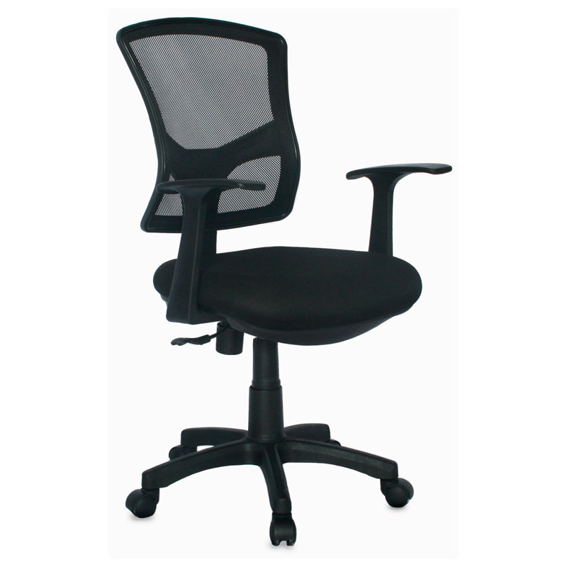 SILLA AMSTERDAM BASE NYLON / BRAZOS FIJO / ESPALDA EN MALLA NEGRA