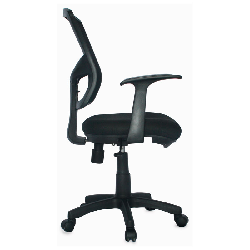 SILLA AMSTERDAM BASE NYLON / BRAZOS FIJO / ESPALDA EN MALLA NEGRA