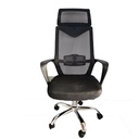 SILLA ERGONOMICA SOPORTE LUMBAR / CABECERO NEGRA CROMO GIRATORIA MAKKAH
