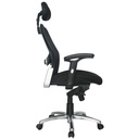 SILLA MONACO LUJO BRAZOS GRADUABLE / BASE ALUMINIO /CON CABECERO /ESPALDA EN MALLA / ASIENTO TAPIZADO EN PAÑO NEGRO