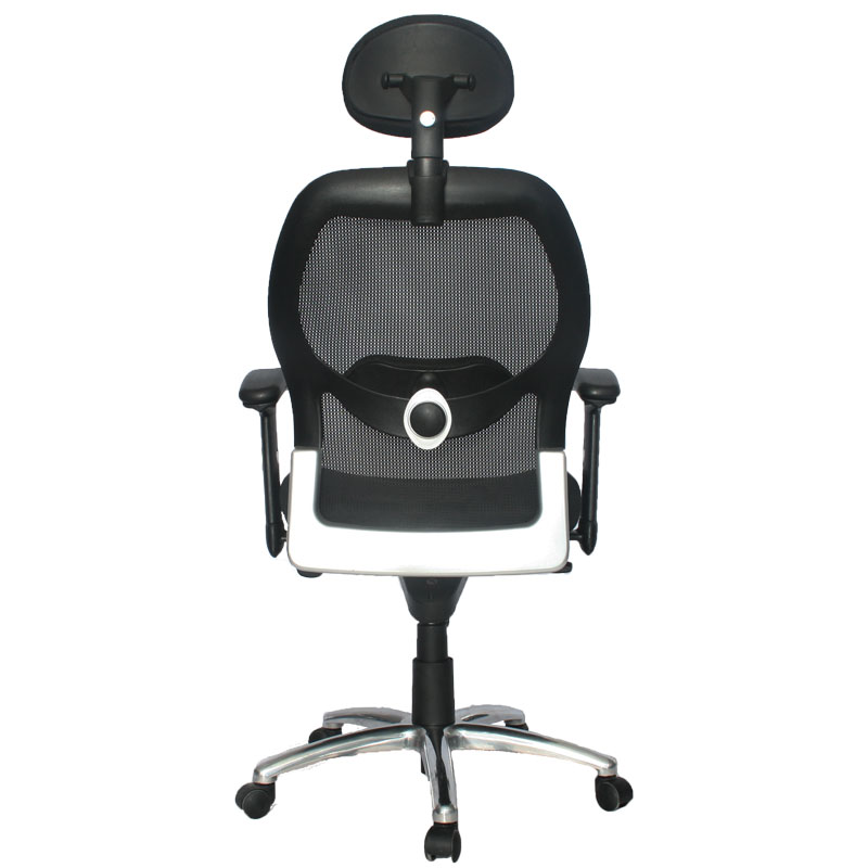 SILLA MONACO LUJO BRAZOS GRADUABLE / BASE ALUMINIO /CON CABECERO /ESPALDA EN MALLA / ASIENTO TAPIZADO EN PAÑO NEGRO